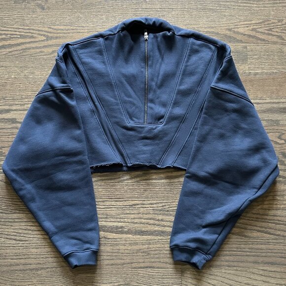 Joah Brown Navy Crop Sweatshirt - Picture 1 of 5